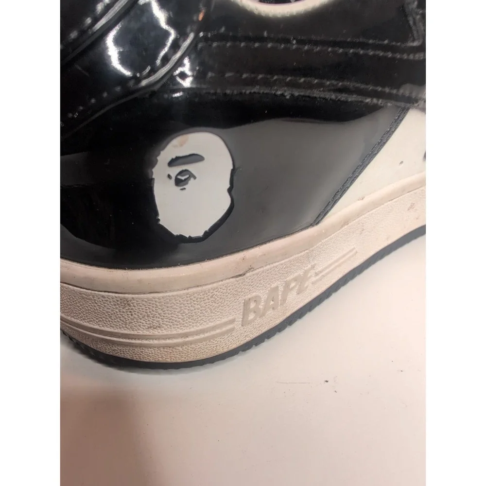Bathing Ape Bape Sta Sneakers- Black & White- Patent Leather- Y2K Star- Size 7